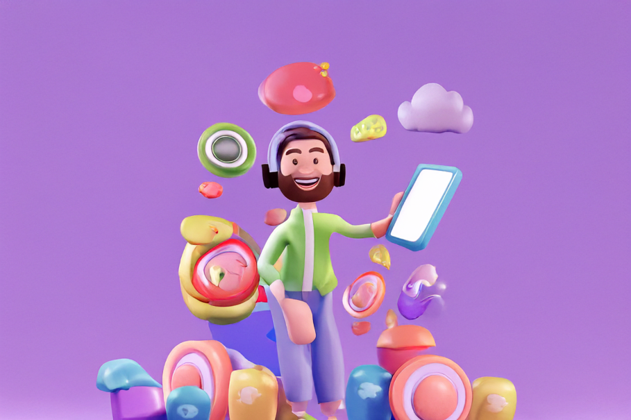 3D Cartoon Character Fat Man Tech