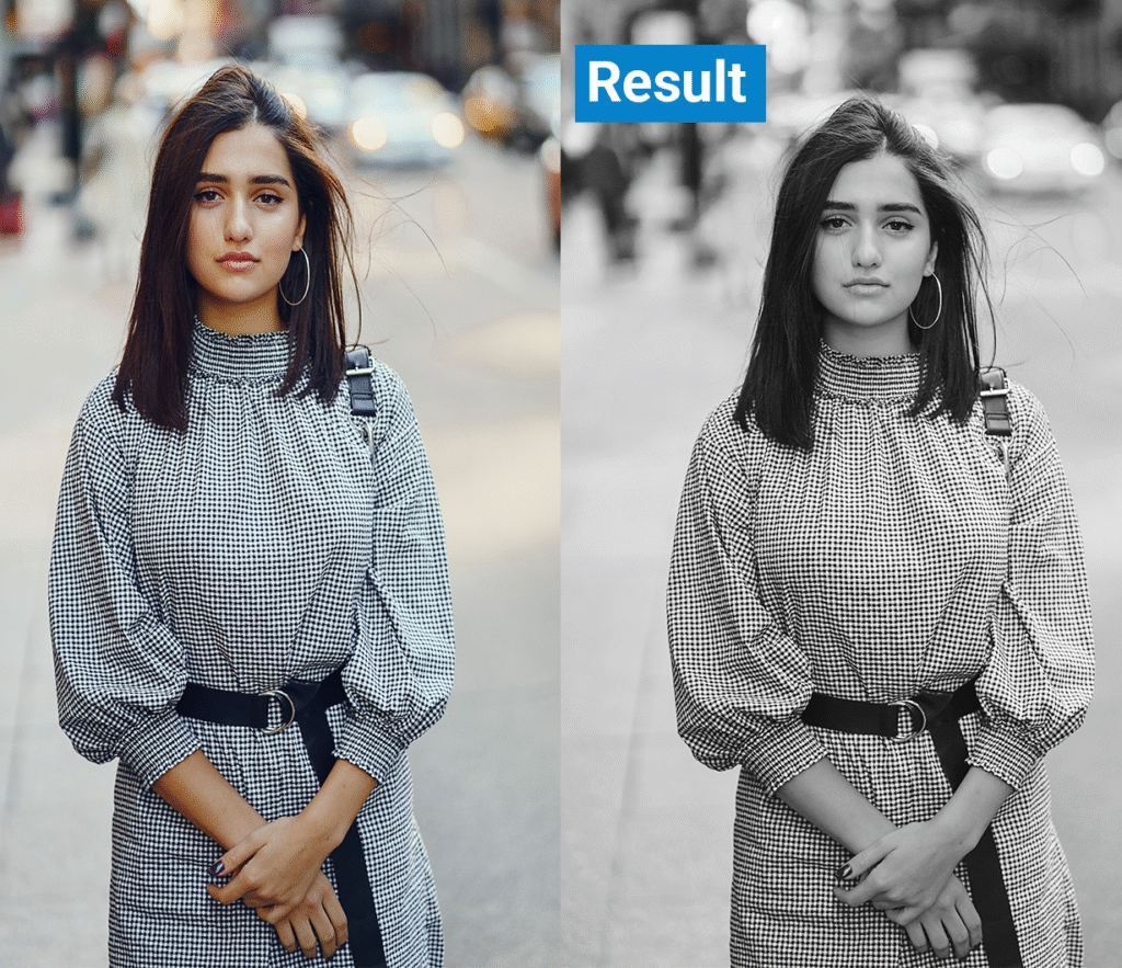 make black & white image- result of photoshop action